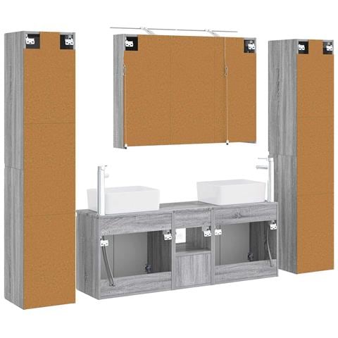 Set di mobili per il bagno 6 pcs Sonoma grigio - Foto 9