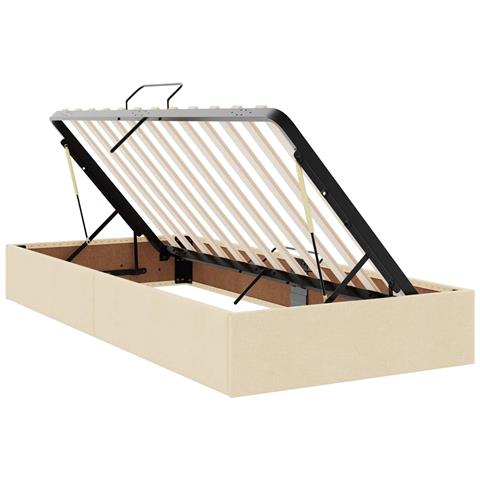 Letto ottomano con archiviazione Crema 90 x 190 cm Tessuto - Foto 10