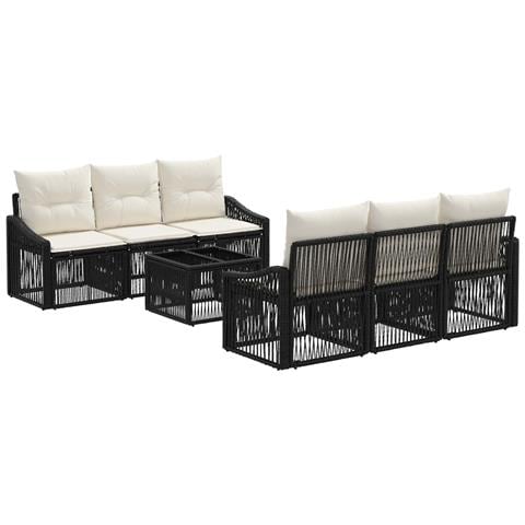 Set Divano da Giardino 7 pz Nero polyrattan - Foto 1