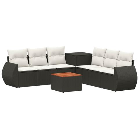 Set di divani 8 pz Nero e Bianco Crema - Foto 1