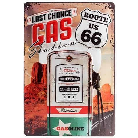 Targa In Metalo 20 X 30 Cm - Route 66 Gas Station - Foto 1