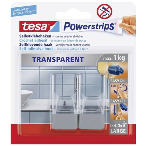 Powerstrips Gancio Large Trasparente Trasparente /cromato In Plastica Di Alta Qualità Riutilizzabile - 1 Pezzo (5881 - Foto 1