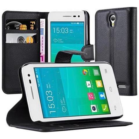 Custodia Compatibile Con Alcatel Onetouch S3 In Nero Carbone - Coperchio Protettiva Con Chiusura Magnetica, Funzione Stand E Tasca Per Le Carte - Foto 1