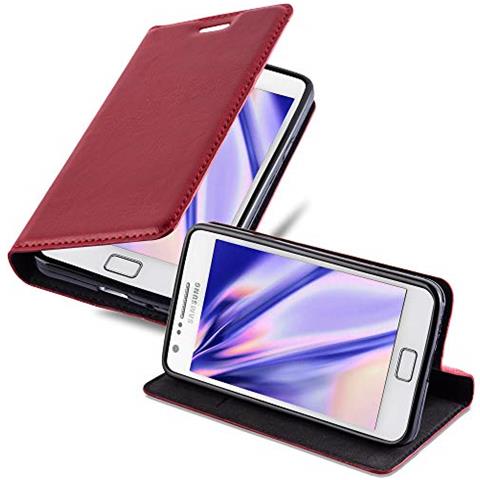 Custodia Compatibile Con Samsung Galaxy S2 / S2 Plus In Rosso Mela - Coperchio Protettiva Con Chiusura Magnetica, Funzione Stand E Tasca Per Le Carte - Foto 1