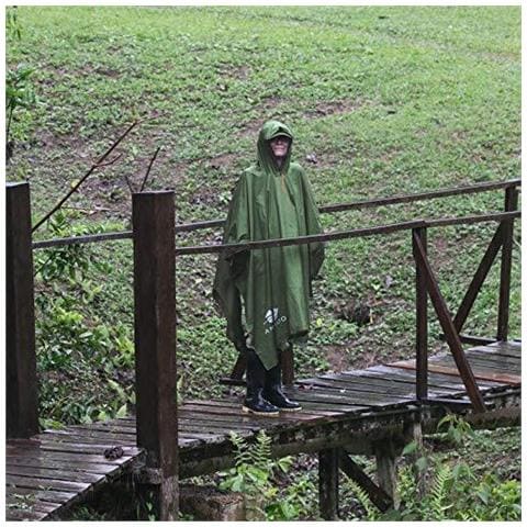 Peso Pioggia Poncho Riutilizzabile Escursionismo Rain Jacket Impermeabile Del Cappotto Con Cappuccio Per Ragazzi Uomini Donne Adulti 1 Verde Dellesercito - Foto 4