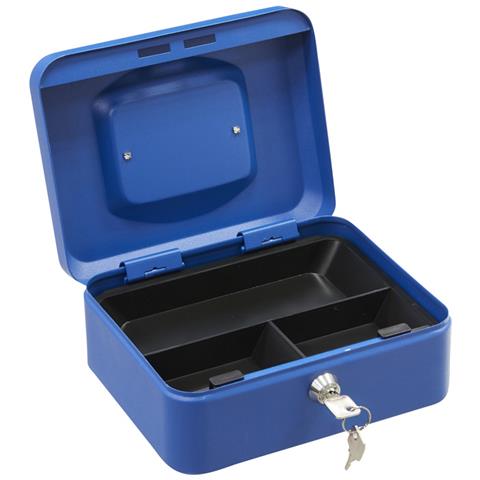 Elegant C9225 Cassetta Di Sicurezza Con Chiave Per Contare E Trasportare Denaro | Cassetta Portavalori In Acciaio Con Vassoio Portamonete | Cassaforte Portatile De 20 Cm Di Larghezza | Blu - Foto 3