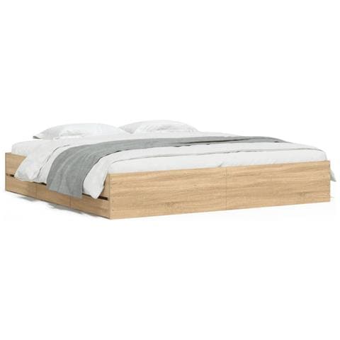 Giroletto Cassetti Rovere Sonoma 180x200 Cm Legno Multistrato - Foto 2