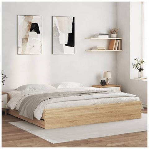 Giroletto Cassetti Rovere Sonoma 180x200 Cm Legno Multistrato - Foto 1