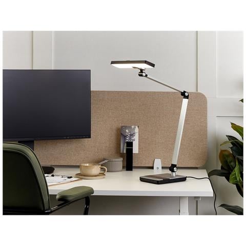 Lampada Da Scrivania A Led Lacerta Con Caricatore Wireless Metallo Argento - Foto 1