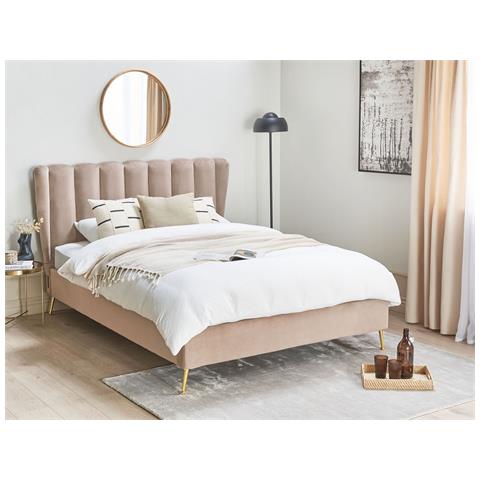 Letto Velluto Miribel 140 X 200 Cm Tortora - Foto 1