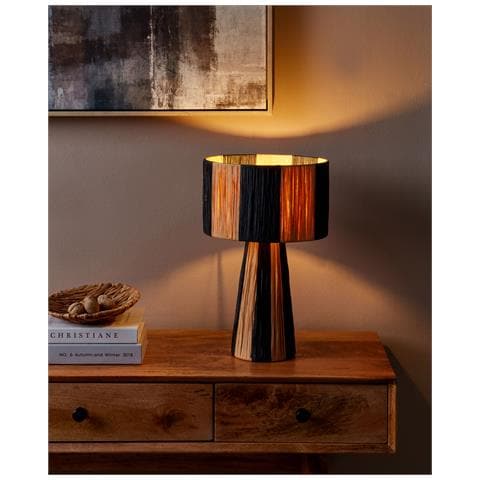 Lampada Da Tavolo Welmel Vimini Marrone /nero - Foto 1