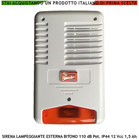 Sirena Con Lampeggiante A Led Da Esterno Frequenza A /b 1724/2475 Hz Melodia Bitono 110db Comando Allarme Caduta + /- Al - Foto 1