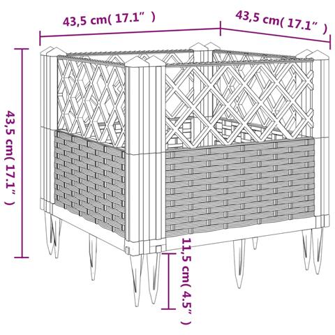 Fioriera Da Giardino Con Picchetti Marrone 43,5x43,5x43,5 Cm Pp - Foto 7