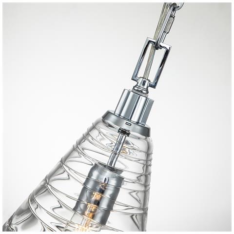 Sospensione Contemporanea Elmore Acciaio Cromo Lucido Vetro 1 Luce E27 - Foto 2