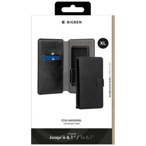 Custodia Universale Taglia Xl Folio Wallet Con Portacarte E Linguetta, Nero - Foto 5