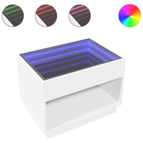 Tavolino Da Salotto Con Led Infinity Bianco 70x50x50 Cm - Foto 2