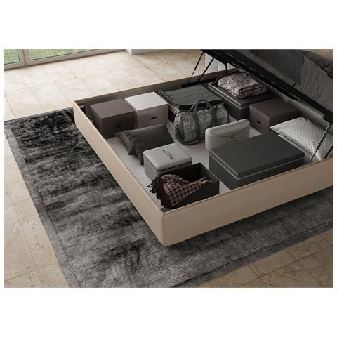 Letto Contenitore Imbottito 200x200  Similpelle Tortora Sunny - Foto 2