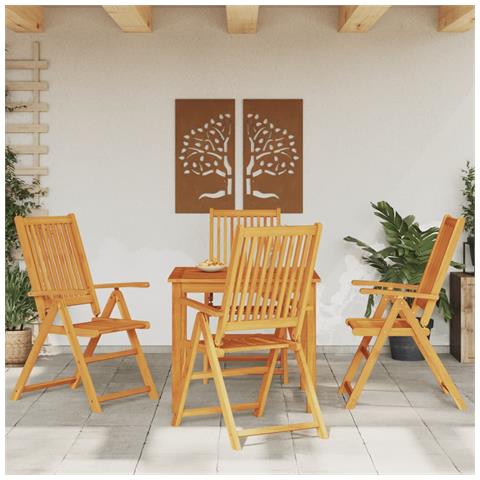 Set Da Pranzo Per Giardino 5 Pz In Legno Massello Di Acacia - Foto 1