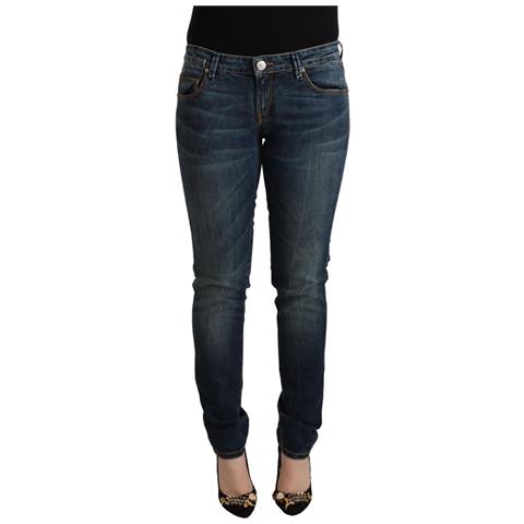 Jeans Slim Fit In Denim A Vita Bassa In Cotone Lavato Blu - W26 - Foto 1