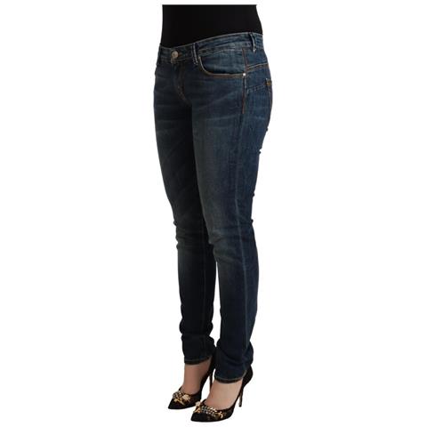 Jeans Slim Fit In Denim A Vita Bassa In Cotone Lavato Blu - W26 - Foto 2