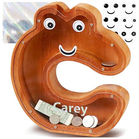 Salvadanaio A Forma Di Lettera C In Legno 20,5 X 4 X 23 Cm - Foto 1