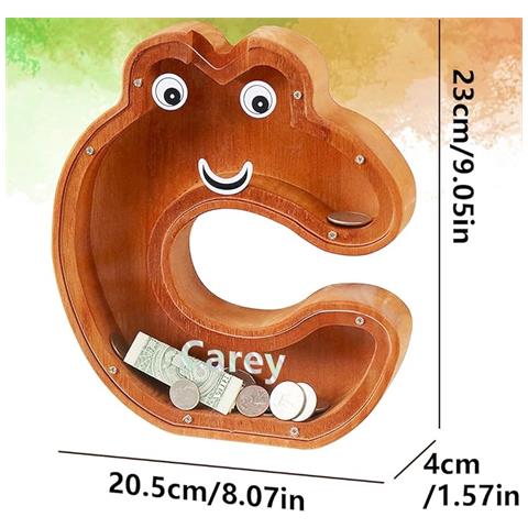 Salvadanaio A Forma Di Lettera C In Legno 20,5 X 4 X 23 Cm - Foto 2