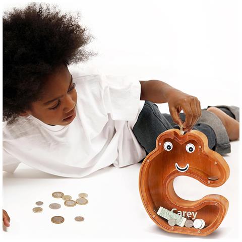 Salvadanaio A Forma Di Lettera C In Legno 20,5 X 4 X 23 Cm - Foto 4