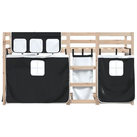 Letto a Castello senza Materasso Bianco e Nero 90x200cm in Pino - Foto 2