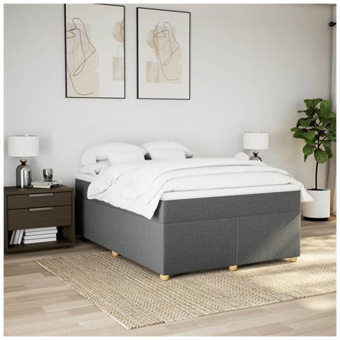 Giroletto A Molle Con Materasso Grigio Scuro 140x200cm Tessuto - Foto 3