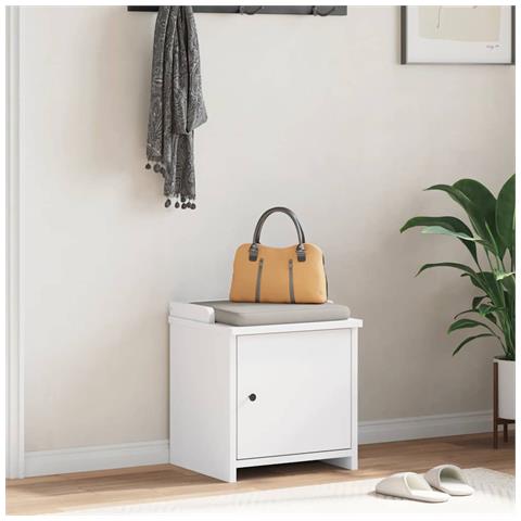 Panca Da Corridoio Sandnes Bianca 45x40x50 Cm In Legno Di Pino - Foto 3