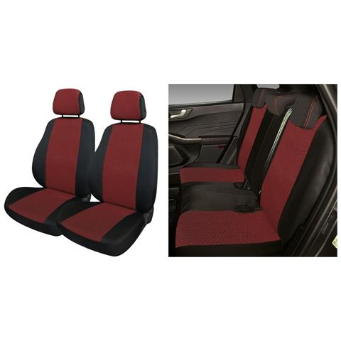 Serie Completa Coprisedili Fast&smart Tg. Grande Tess. Misto Cotone Nero/rosso - Foto 1