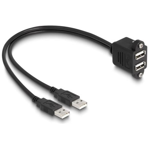 Cavo USB 2.0 da 2 x USB Tipo-A maschio per 2 x USB Tipo-A femmina con viti per dispositivo integrato da 1 m nero - Foto 1