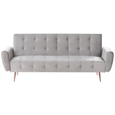 Divano Letto 3 Posti Selnes Velluto Grigio Chiaro - Foto 2