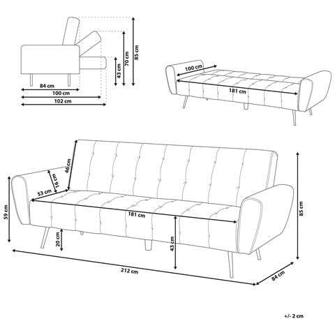 Divano Letto 3 Posti Selnes Velluto Grigio Chiaro - Foto 6
