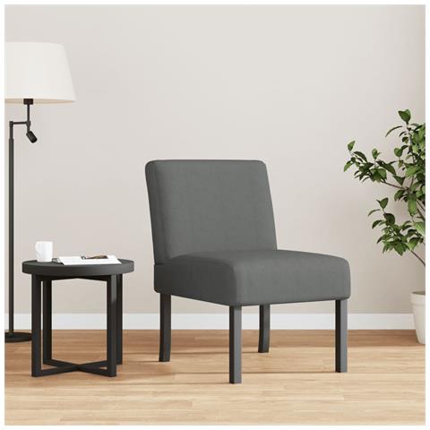 Poltrona Bassa Grigio Scuro In Tessuto - Foto 1