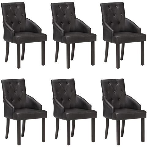 Lusso Casadino -  Sedie Da Pranzo 6 Pz Nere In Vera Pelle Di Capra - Foto 2