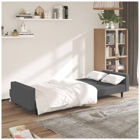 Lusso Casadino -  Divano Letto A 2 Posti Grigio Scuro In Velluto - Foto 2