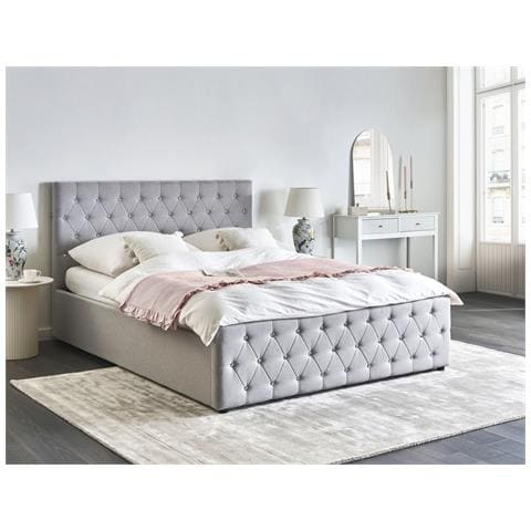 Letto Contenitore Tessuto Amiens 160 X 200 Cm Grigio Chiaro - Foto 1