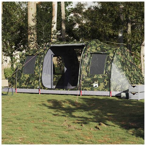 Tenda da Campeggio a Tunnel per 4 Persone Mimetico Impermeabile - Foto 1