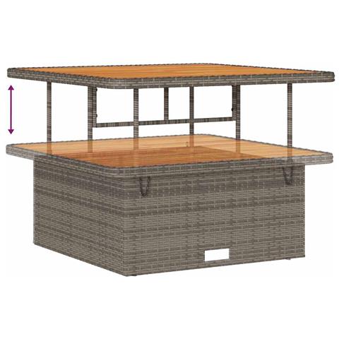 Set Divano da Giardino 9 Pezzi con Cuscini Polyrattan Grigio Acacia, Divano da Giardino 2 Posti con Cuscini Polyrattan Grigio, Set da Pranzo da Giardino 3 Pezzi con Cuscini Polyrattan Grigio Acacia - Foto 9