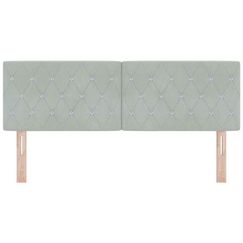 Testiera  con Bottoni Crystal e Rivestimento in Velluto Grigio Chiaro 140 cm - Foto 2