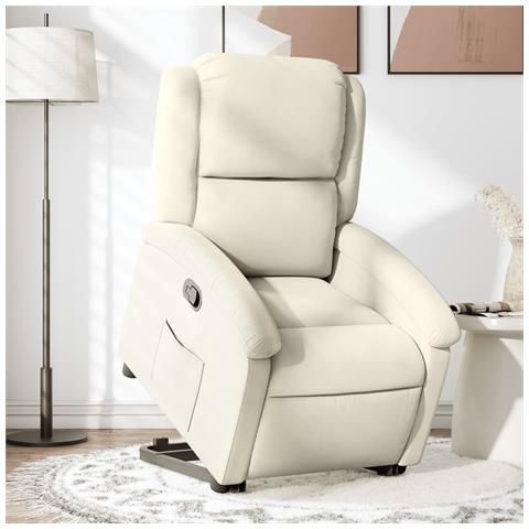 Poltrona Alzapersona Reclinabile Crema in Velluto - Foto 2
