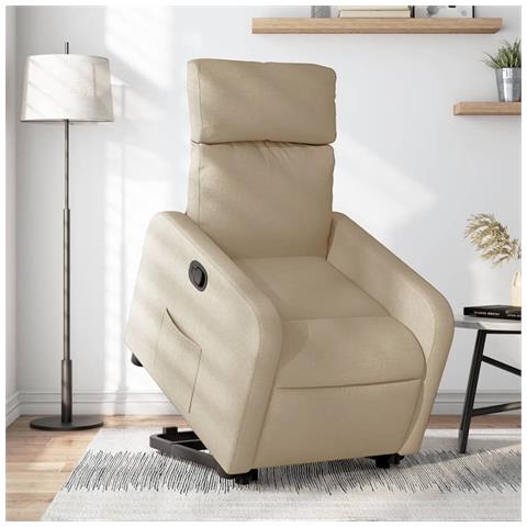 Poltrona Alzapersona Reclinabile Crema in Tessuto - Foto 2