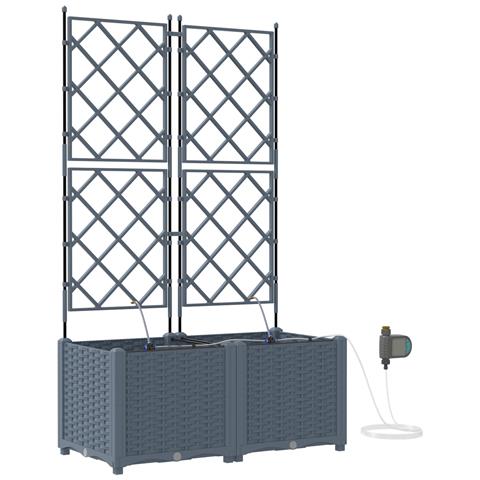 Fioriere da Giardino con Sistema di Irrigazione 2 pezzi Grigio Chiaro - Foto 1