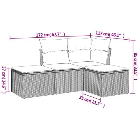 Set Divano da Giardino 4 pz con Cuscini Beige in Polyrattan - Foto 3