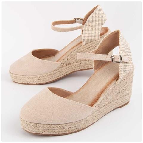 Sandalo Con Zeppa Gynny4 Beige Beige Tessuto - Foto 1