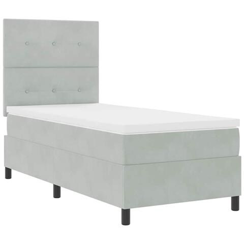 Letto a molle con materasso Grigio chiaro 80 x 200 cm Velluto - Foto 1