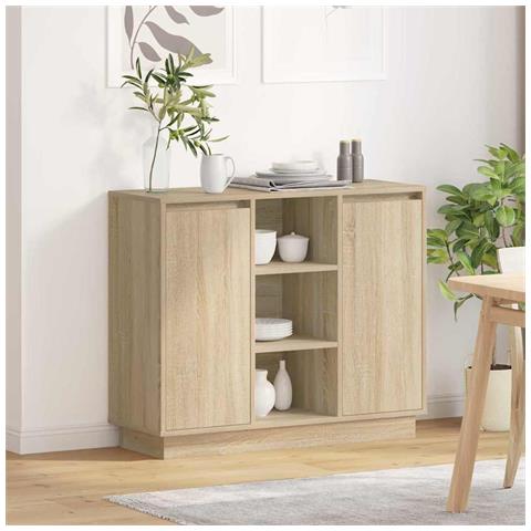 Credenza Rovere Sonoma 90 x 32 x 75 cm Legno multistrato - Foto 2