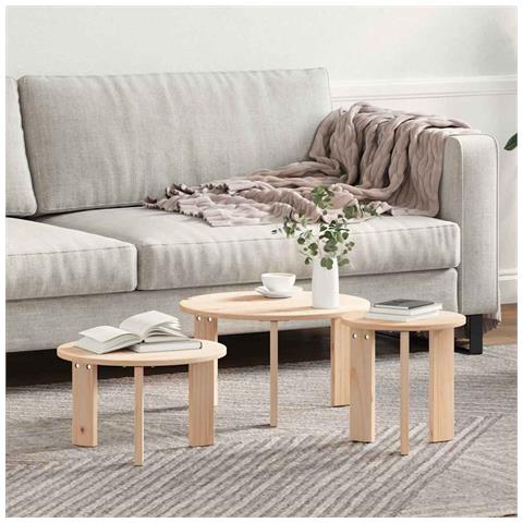 Tavolino da salotto 3 pcs Naturale 47.5 x 47.5 x 27 cm - Foto 2