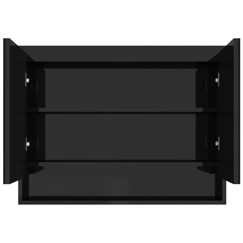 Lusso Casadino - Armadietto Bagno Con Specchio 80x15x60 Cm In Mdf Nero Lucido - Foto 2